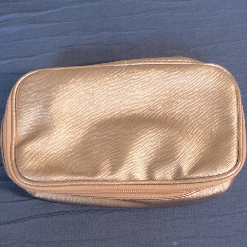 Rose colored makeup bag